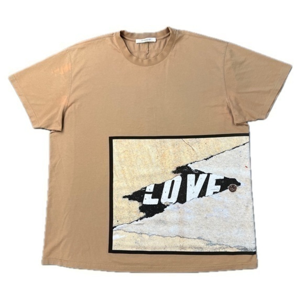 Givenchy Beige Graphic 'LOVE' Short Sleeve Tee